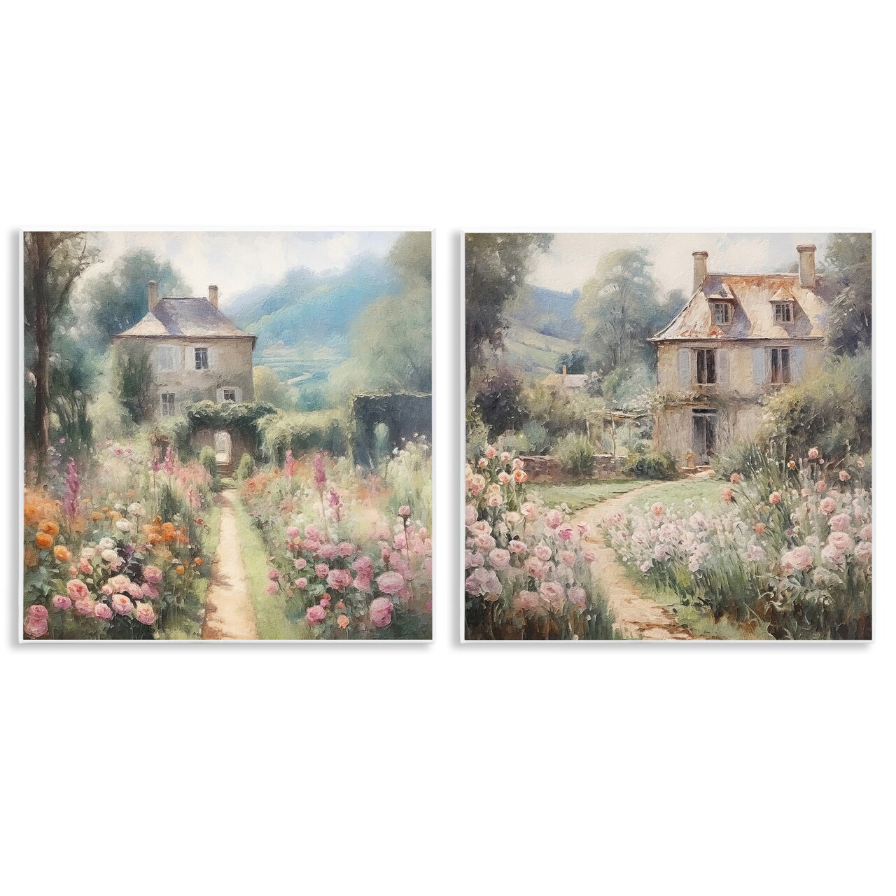 Stupell Industries Quaint French Country Garden 2 pc Wall Plaque Art Set Design by RileyB